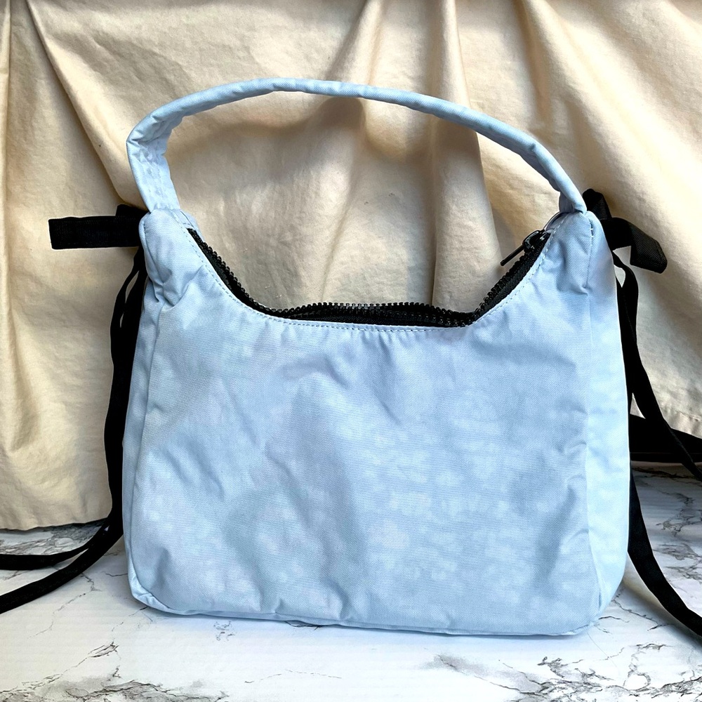 NWT Sandy Liang Baggu Limited Edition Blue Bag with Black Ribbons